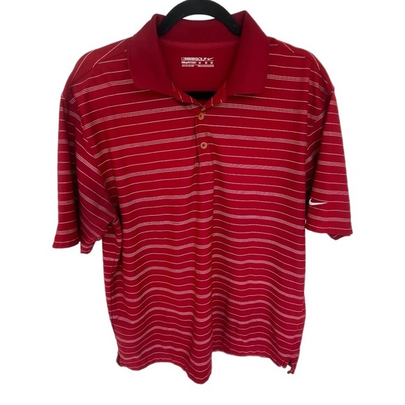 Nike Other - Nike Golf men’s Dri fit red and white striped casual polo shirt size medium